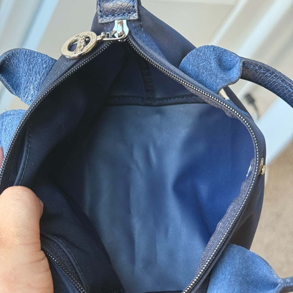Longchamp Navy Mini Le Pliage Top-Handle Bag with Tricolor Horse Motif - Picture 8 of 11